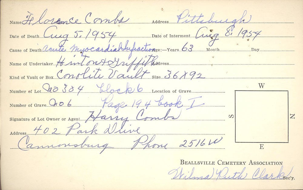 burial card